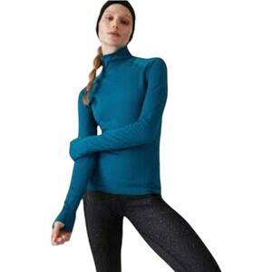 Athleta Women's Flurry Seamless Turtleneck Top Size XXS Dark Lapis Blue Long